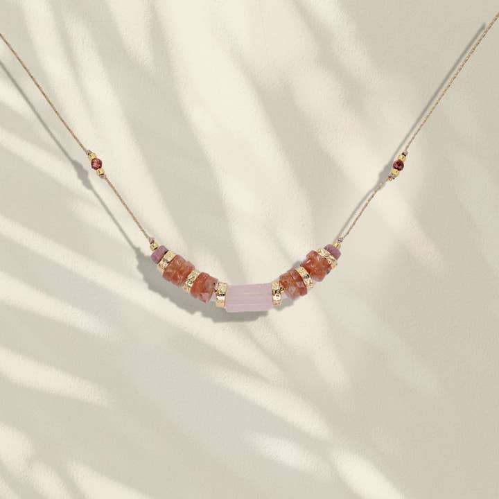 Colar Heishi Rose Quartz 24 Mulher por atacado de LOetMA