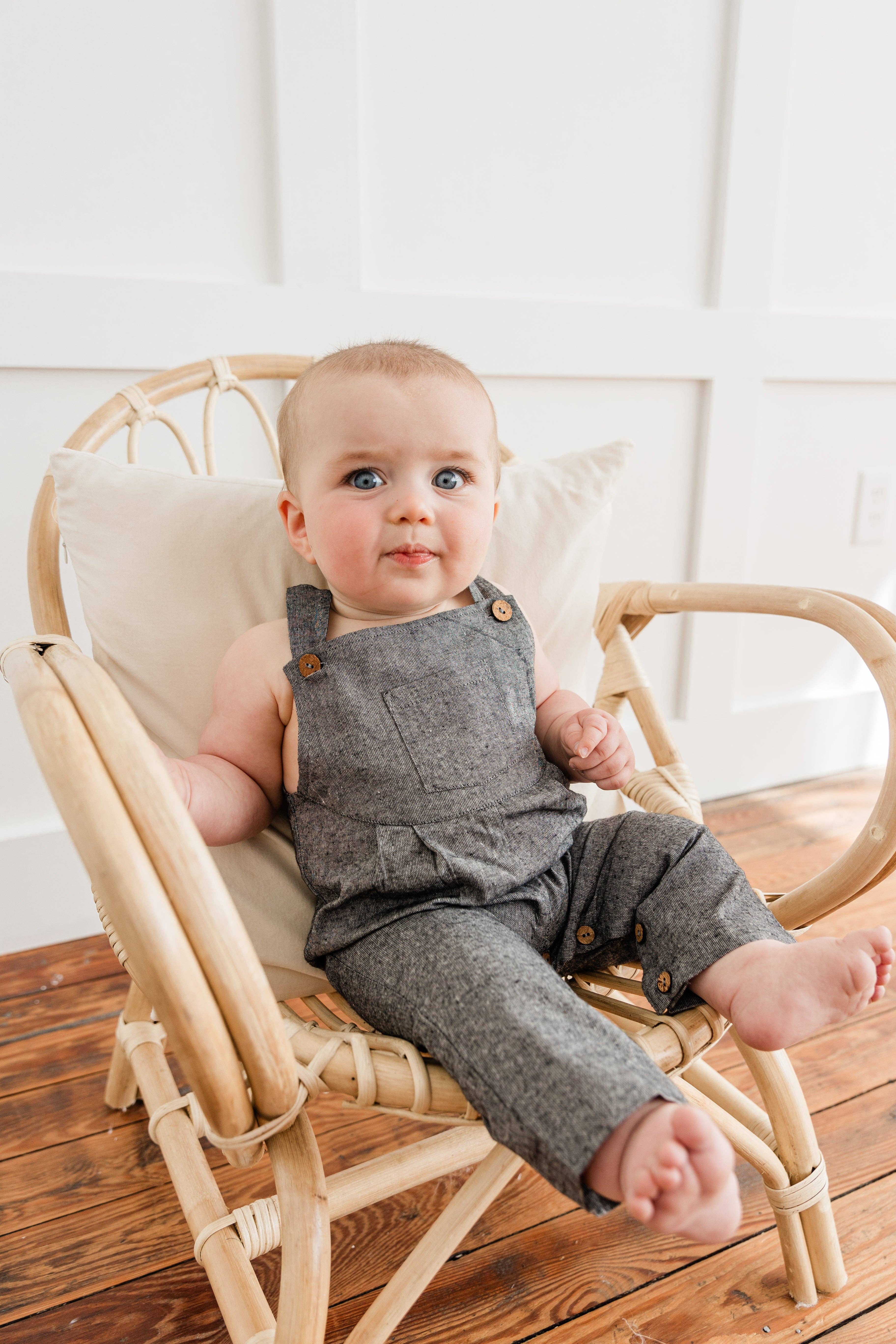 Yo Baby - Wholesale Overalls - Baby - Black Chambray Boys Infant Overall1