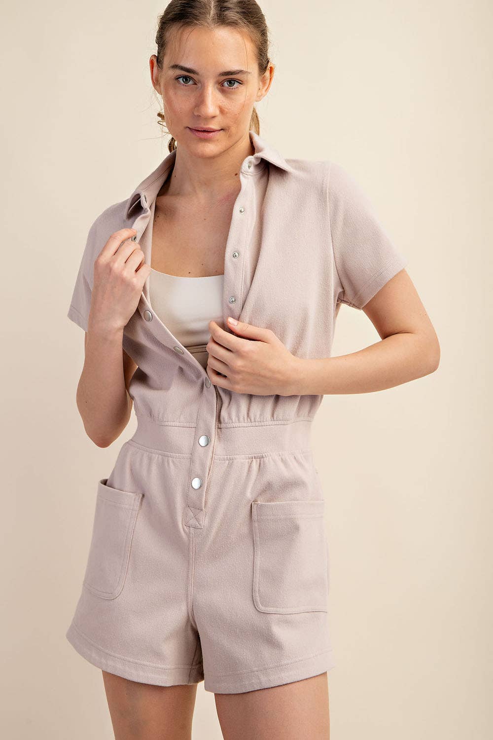 Rae Mode - Vendita all'ingrosso Tutina - Donna - TUTINA A MANICA CORTA IN TWILL DI COTONE ELASTICIZZATO25