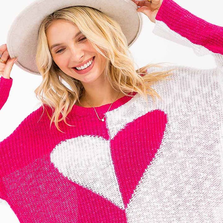 Jersey de punto con patrón de corazones en bloques de color para venta al por mayor de IWT Brands