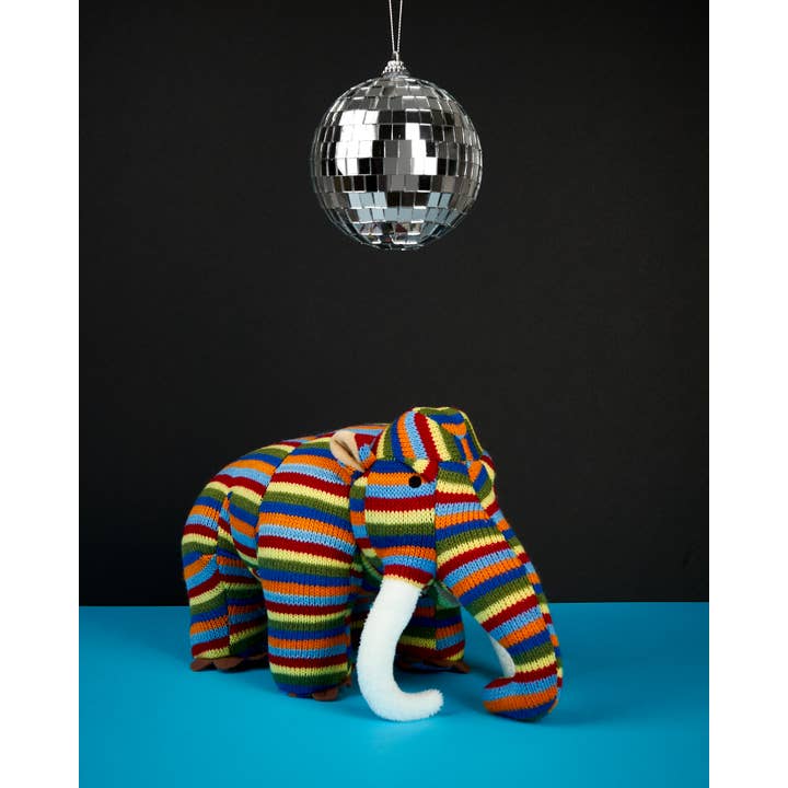 Best Years Ltd - Wholesale Stuffed/Plush Toy - Kids & Baby - Knitted Woolly Mammoth Plush Toy in Bright Stripes
