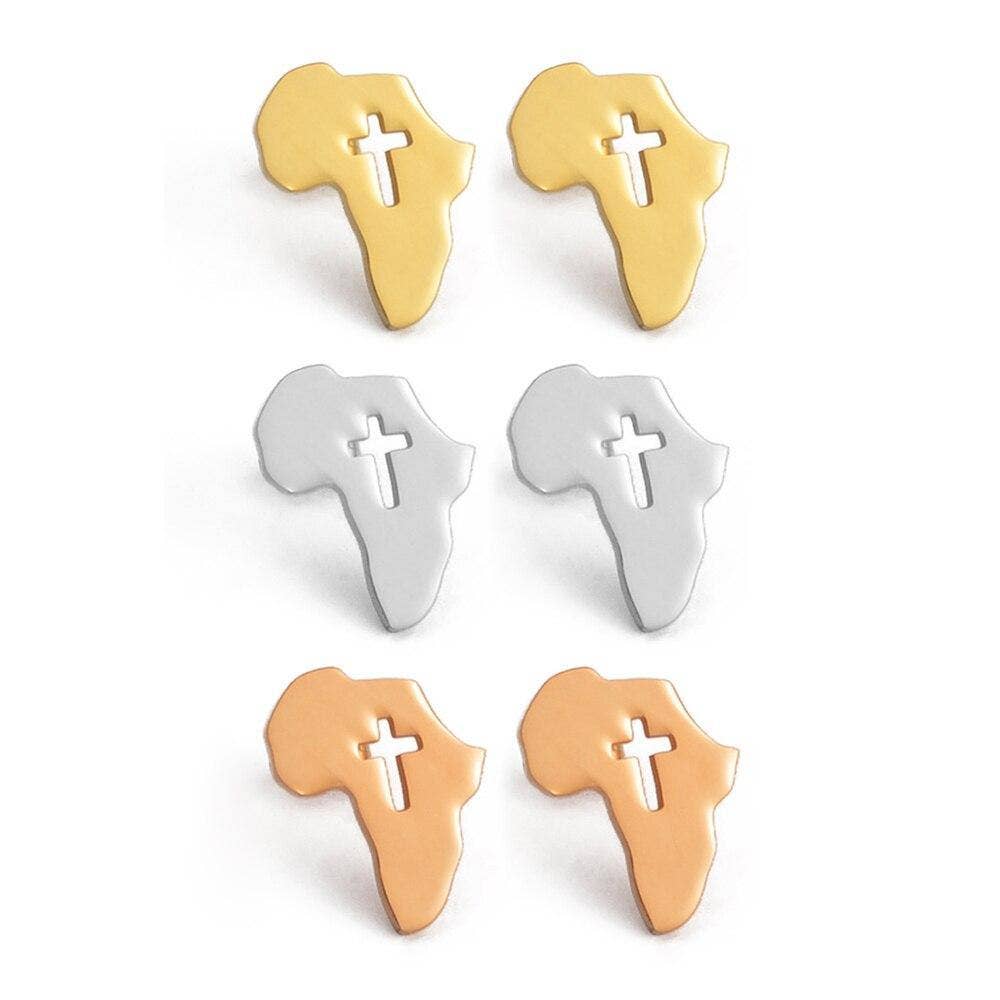 Adé & Grace - Wholesale Stud/Post Earrings - "Africa Cross Stud" Earrings6