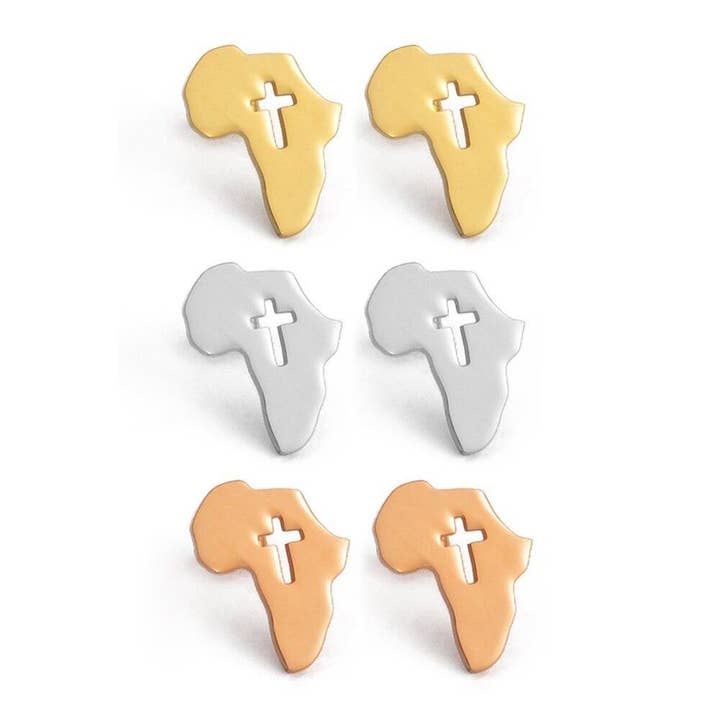 Adé & Grace - Wholesale Stud/Post Earrings - "Africa Cross Stud" Earrings6