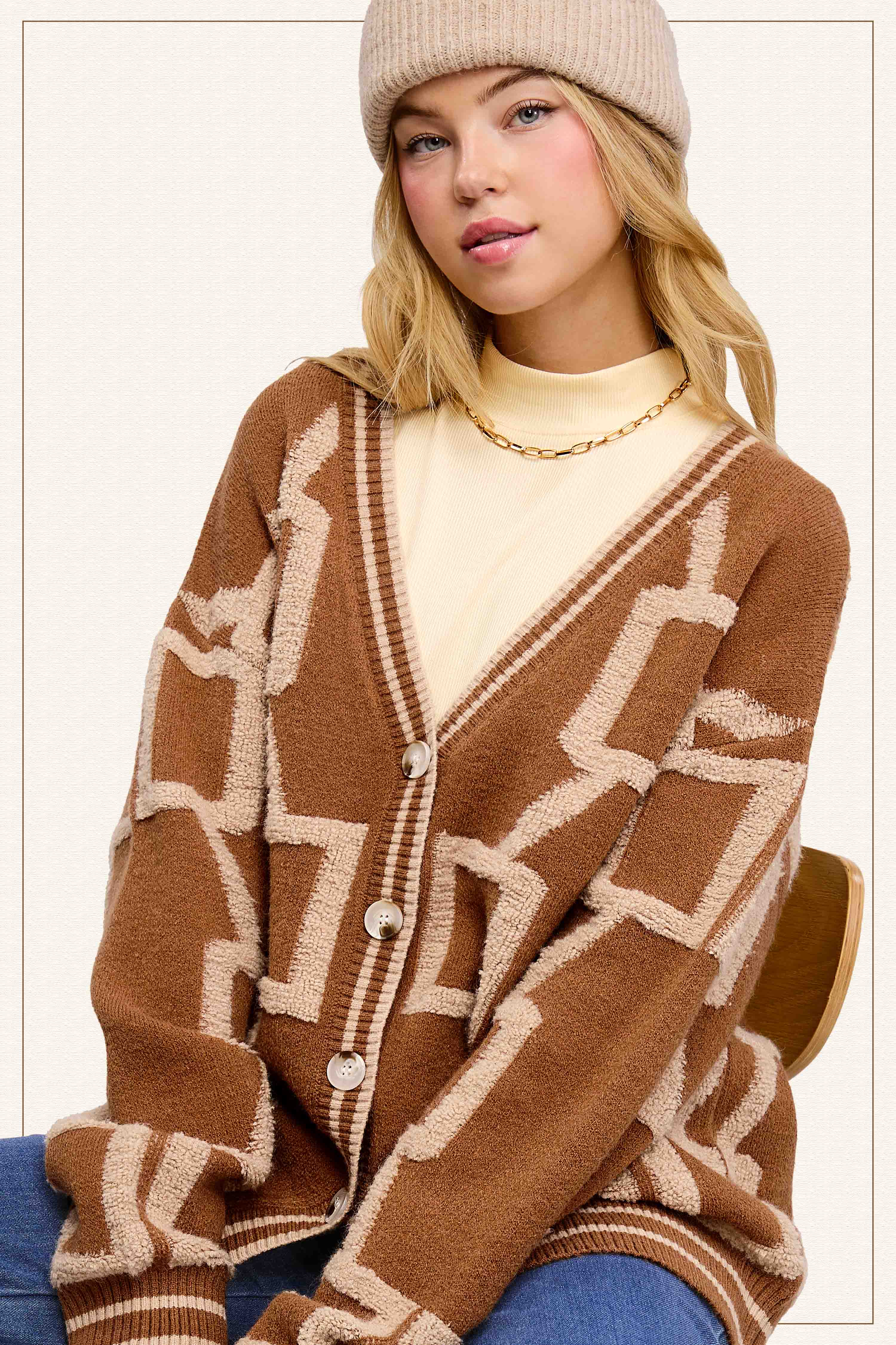 La Miel - Wholesale Cardigan - Women's - HCC2177-Loose Fit Drop Shoulder Cozy Knit Cardigan25