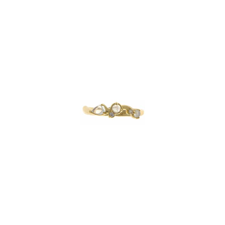 Lupine Lane Co. - Wholesale Multi-Stone Ring - Organic Moonstone and White Sapphire Ring - Gold