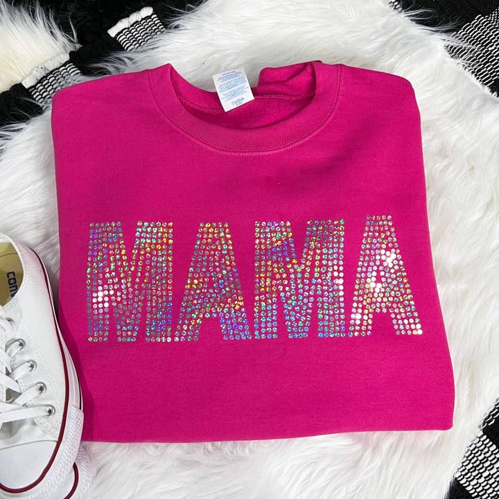 Mama Silver Spangle Sweatshirt for wholesale by MidWest Tees