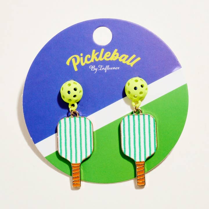 Emaille bedrukte pickleball-paddlebal-oorbellen voor wholesale door Verita Lane