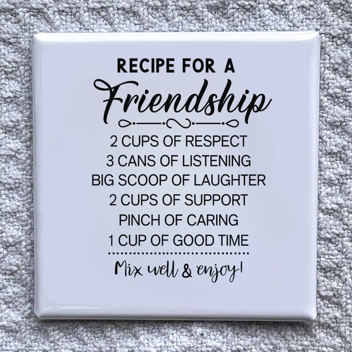 Vänskapsrecept 5x5 cm Magnet-Handgjord Kylskåpsdekoration för wholesale av Made With Aloha Magnets,llc
