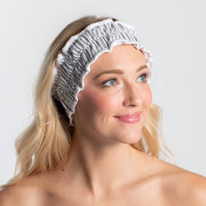 Bella Sleep + Spa - Wholesale Spa Headband - Seersucker Spa Headband - Black1
