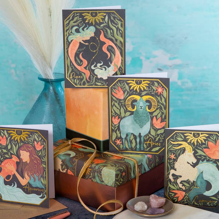 Amicreative - Wholesale Birthday Card - The Ares Zodiac Garden Gold Foil Greeting Card