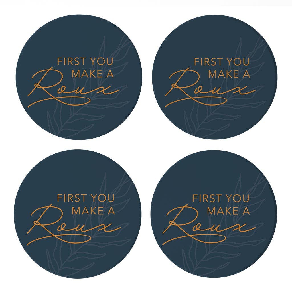Love Local - Wholesale Coasters - Modern Minimalist Louisiana Roux Saying | Absorbent Coasters | Set of 4 | Min 20