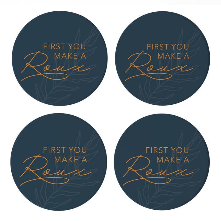 Love Local - Wholesale Coasters - Modern Minimalist Louisiana Roux Saying | Absorbent Coasters | Set of 4 | Min 2