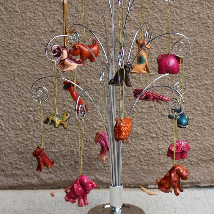 Sunflower Handmade leather inc - Wholesale Ornament Set - leather small animal ornaments assorted 12 pcs