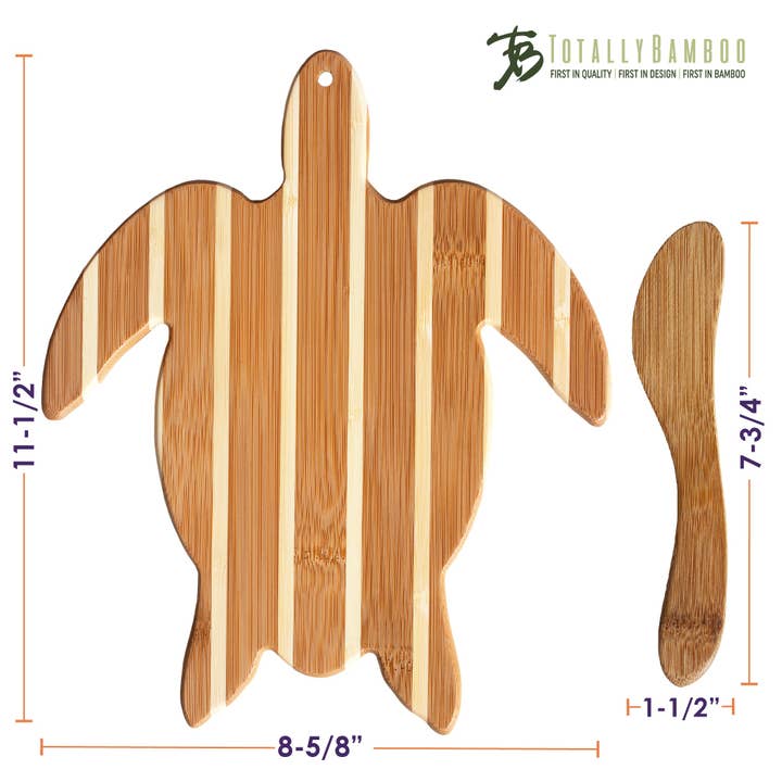 Totally Bamboo - Wholesale Cheese Board - Sea Turtle Shaped Charcuterie Board & Cheese Spreader Set6