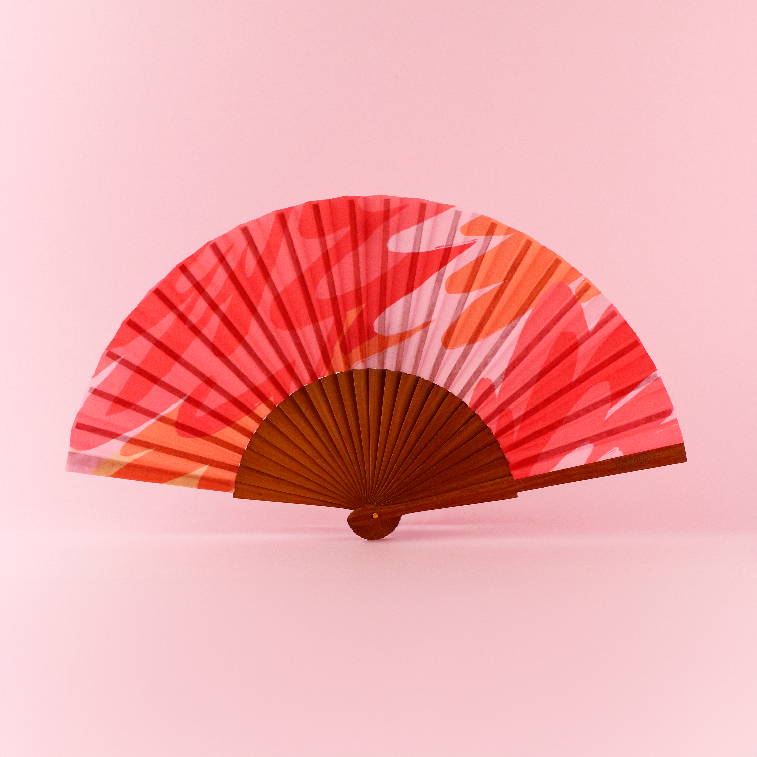 DesignPlace - Wholesale Handheld Folding Fan - Orange Jungle Fan0