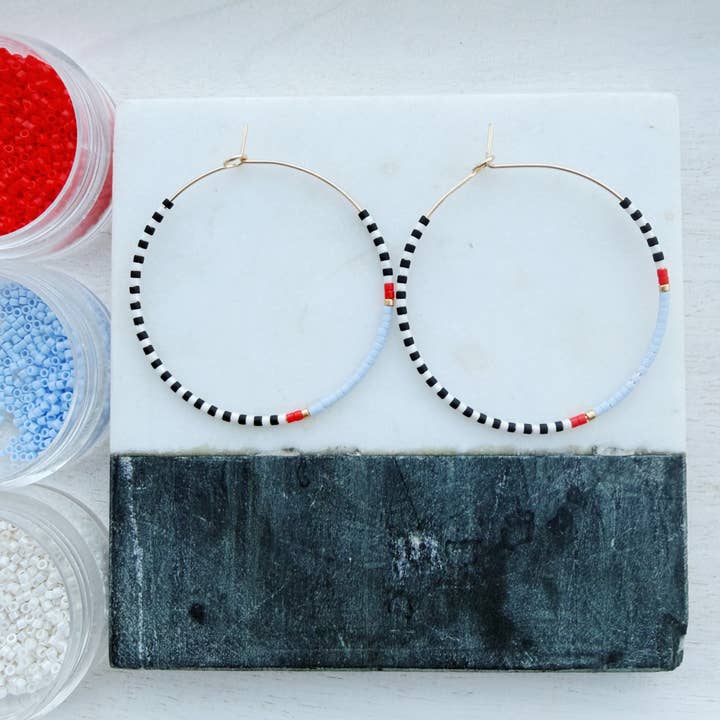 Girls Day Out by Amy Houston - Wholesale Hoop Earrings - Between the Lines /gold filled glass beaded hoop earrings 4