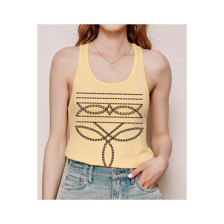 COLORBEAR - Wholesale Tank Top - Women's - Western Boot Stitch Graphic Racerback Tank Top4