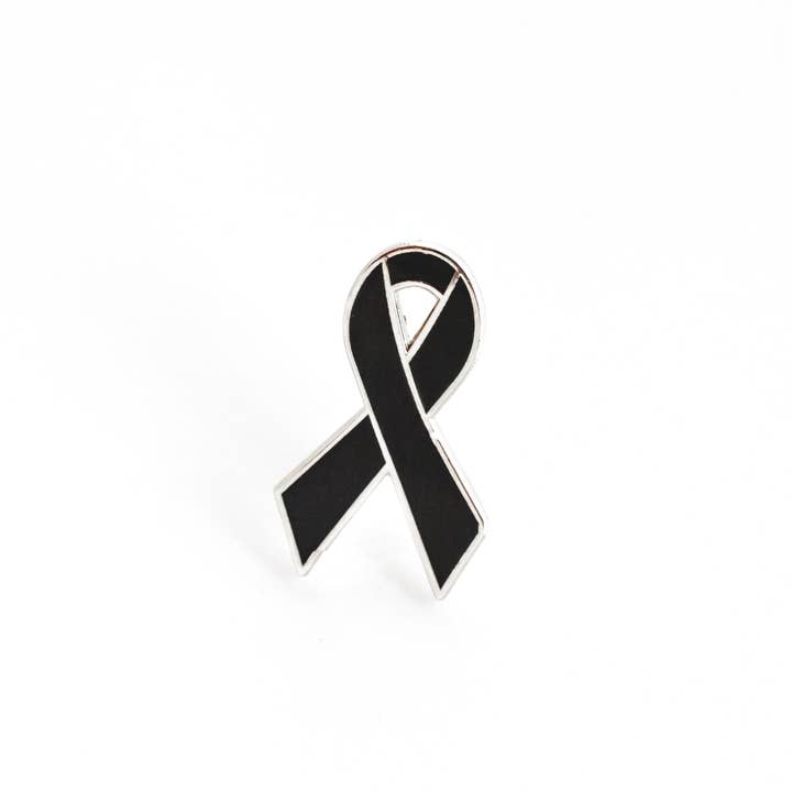 Black Awareness Ribbon Enamel Pin for wholesale by Dream Maker Pins