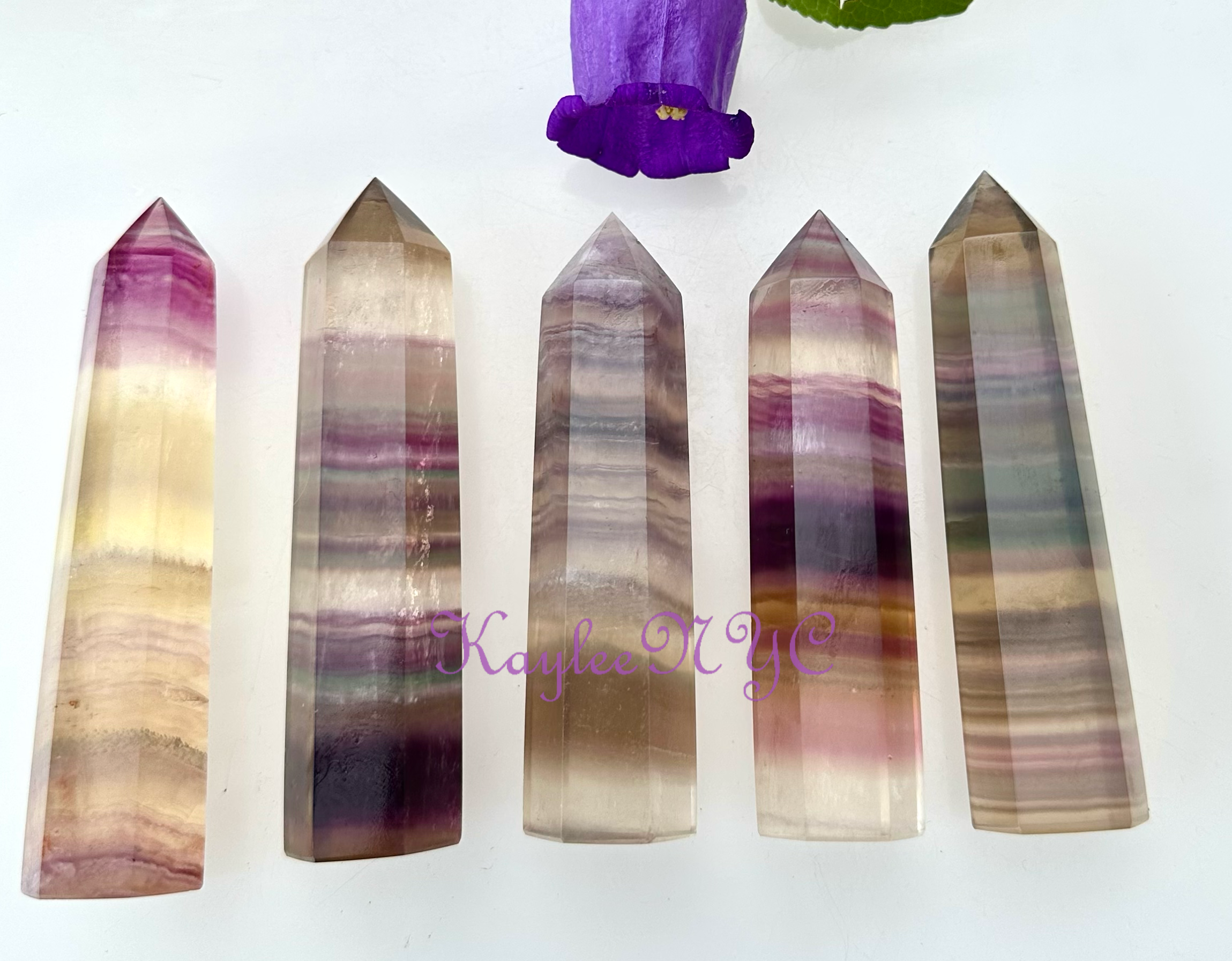 KayleeNYC - Wholesale Spiritual Stone/Crystal - 1 Lb Natural Rainbow Fluorite Obelisk Tower Point Crystal4