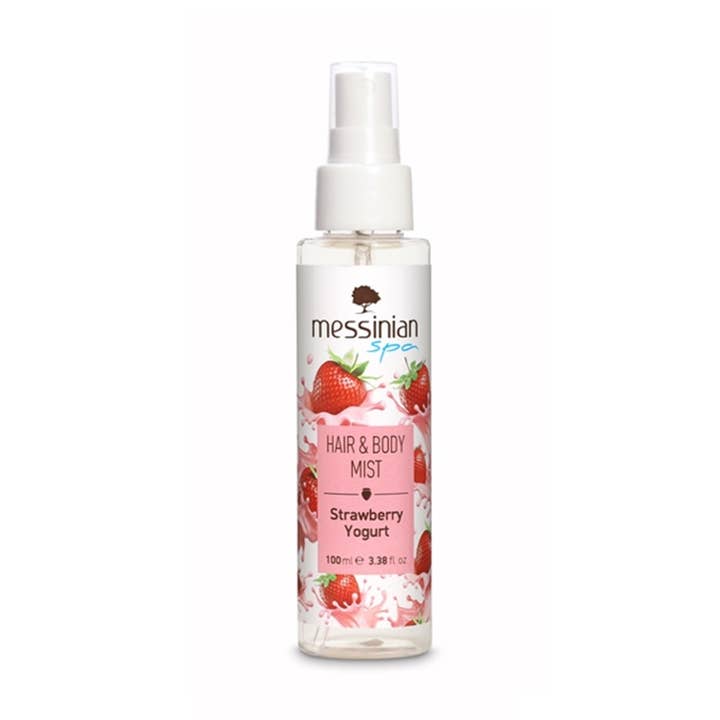 Spray corps et cheveux yaourt à la fraise Messinian Spa pour la vente par IngrossoBeauty by INCI Srl