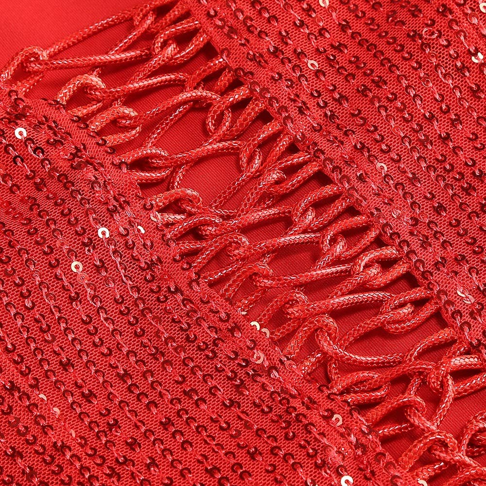 Productseeker - Wholesale Formele jurk - Dames - DR843 Rode Paillettenjurk met Split – Glamoureuze Feestjurk voor de Feestdagen8