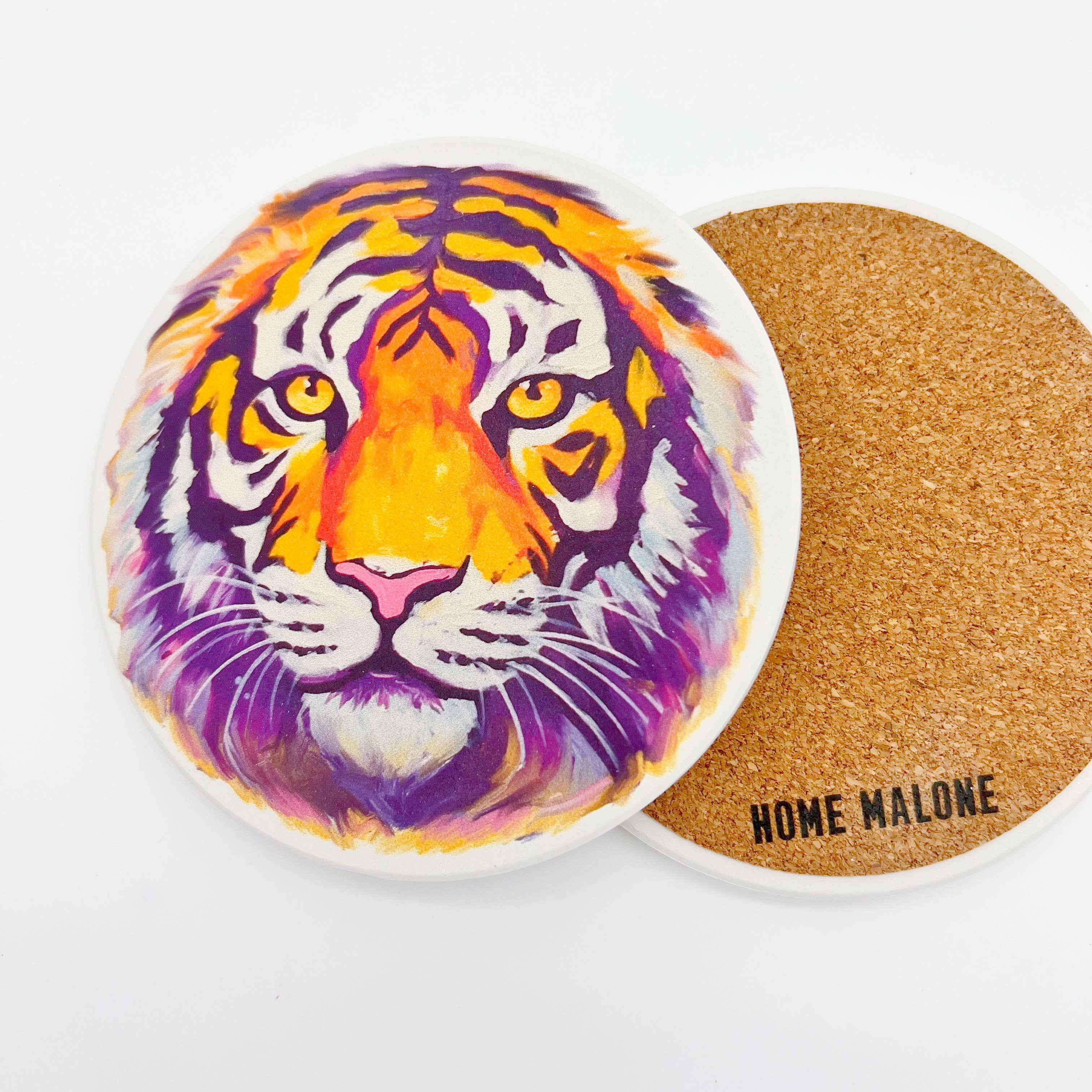 Home Malone - Wholesale Coasters - Purple and Gold Tiger Head Coaster - Louisiana Baton Rouge1