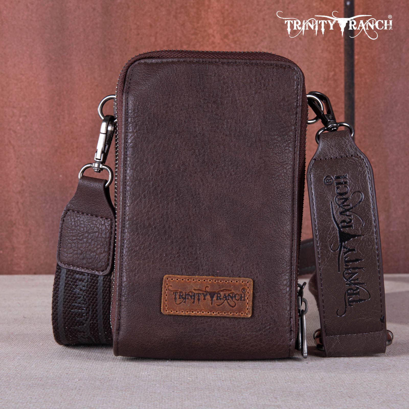 REMOVED BRAND - Wholesale Crossbody Bag - Women's - TR159 -183  Trinity Ranch Genuine Hair-On Cowhide /Tooled  Collection Phone Purse with Coin Pouch30