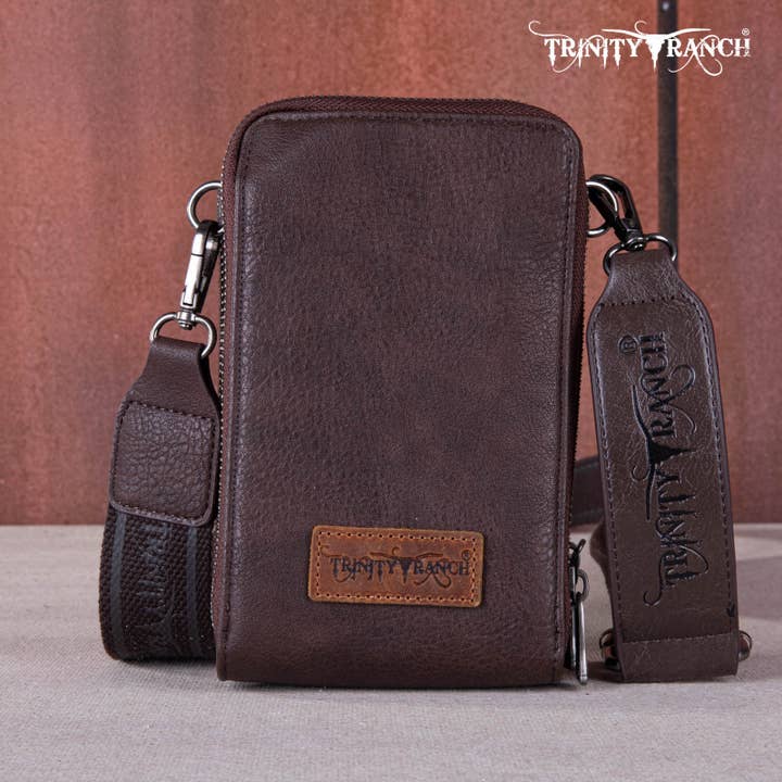 REMOVED BRAND - Wholesale Crossbody Bag - Women's - TR159 -183 Trinity Ranch Genuine Hair-On Cowhide /Tooled Collection Phone Purse with Coin Pouch30