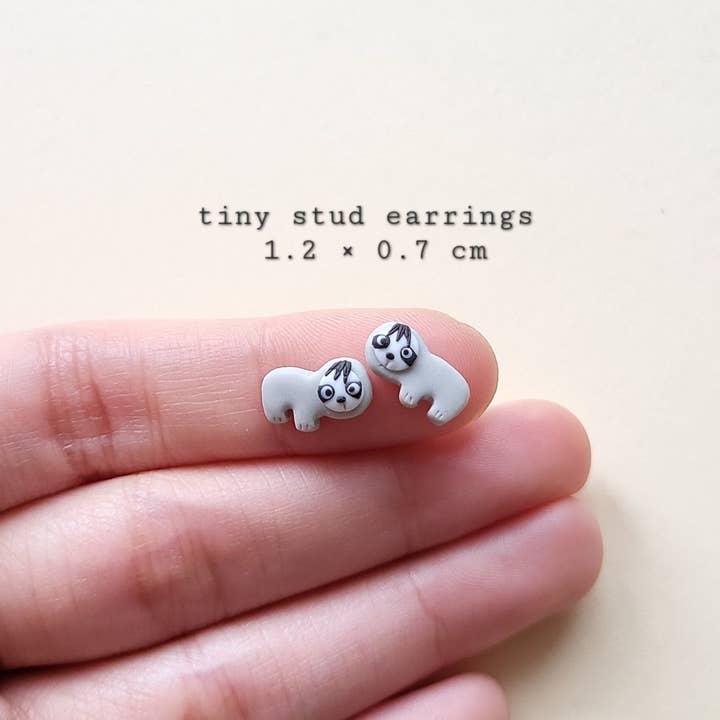 NoomCottageClay - Wholesale Stud/Post Earrings - Tiny Sloth Stud Earrings • Wildlife Jewelry1
