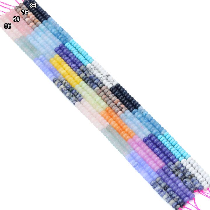 BestBeads&Beyond - Wholesale Beads - 5x8mm Smooth Rondelle Colorful Jade, Sku#U21241