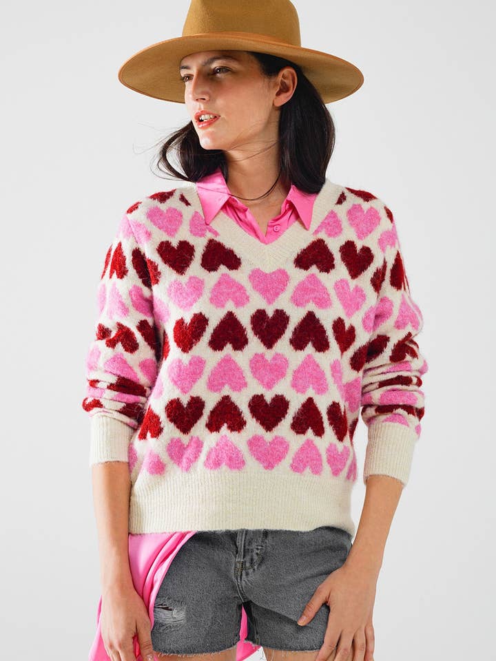 Rosa Camisola Branca Aconchegante Com Corações Rosa para venda a revendedores na Faire