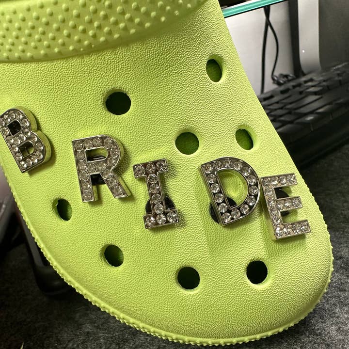 JuliesDecal - Wholesale Shoe Accessories - Large size Bling Bling Gold Metal Design Alphabet Letter Shoe Charms quarter size5