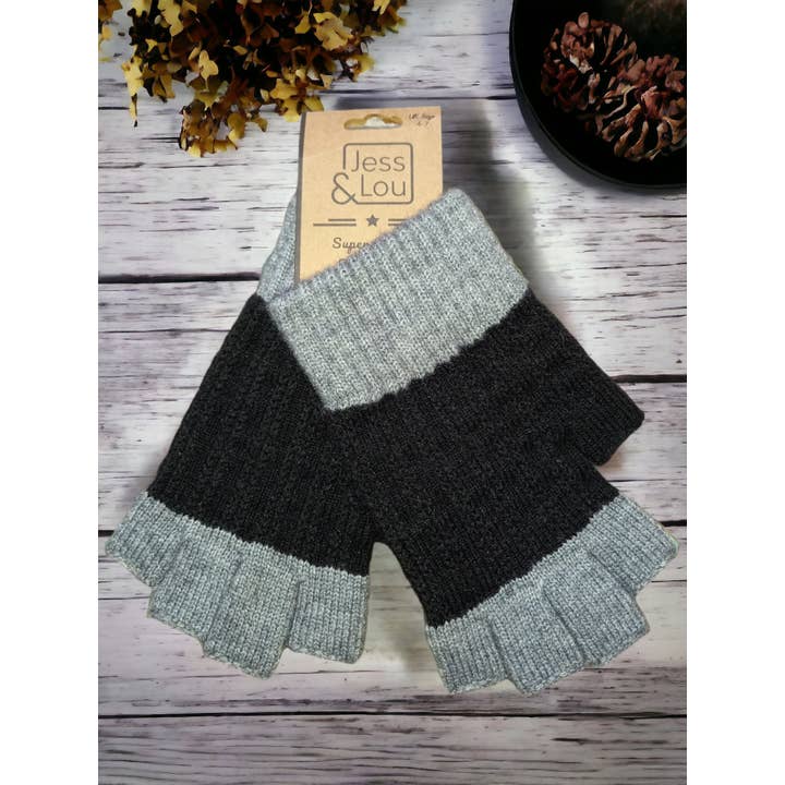 Jess & Lou – wholesale Gloves – Women's – Colour Block Fingertip-less Gloves