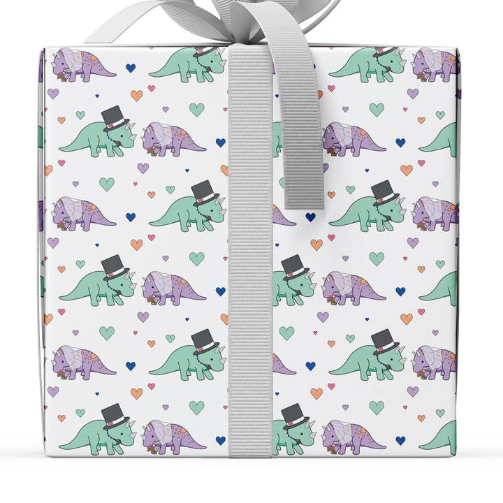Papier d'emballage de dinosaure de mariage pour la vente par Dinosaurs Doing Stuff