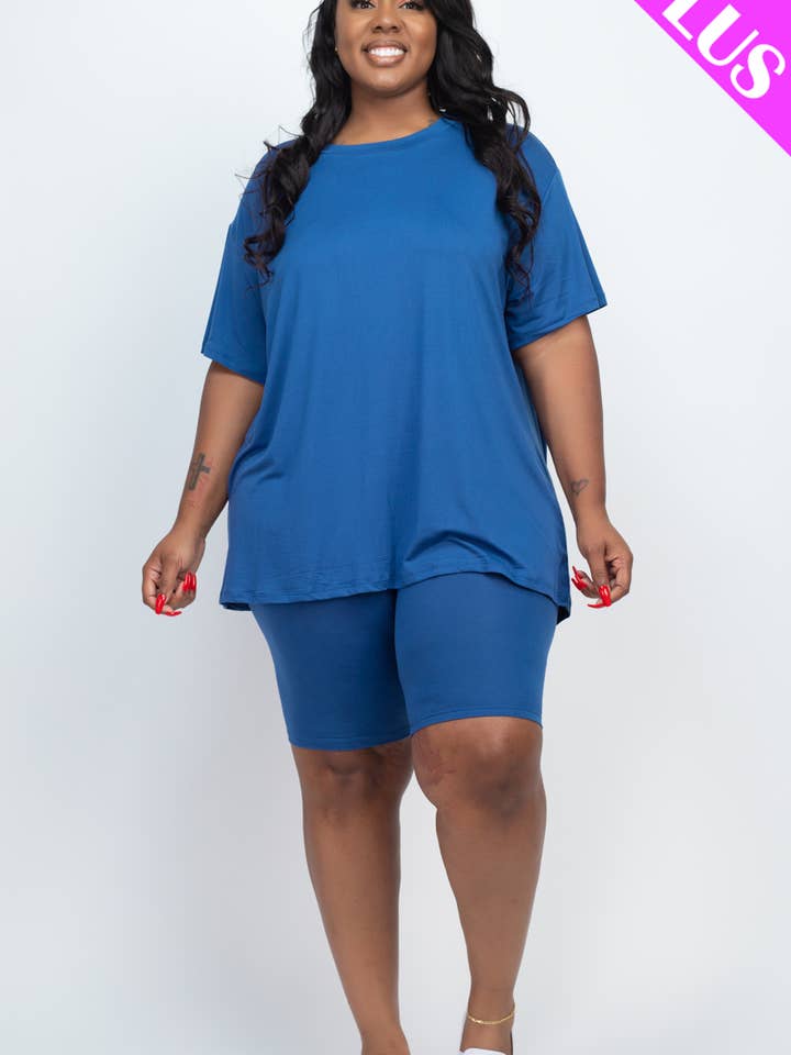 CAPELLA APPAREL - Wholesale Lounge Set - Women's - Plus Size Loose Fit Top & Bike Shorts Set