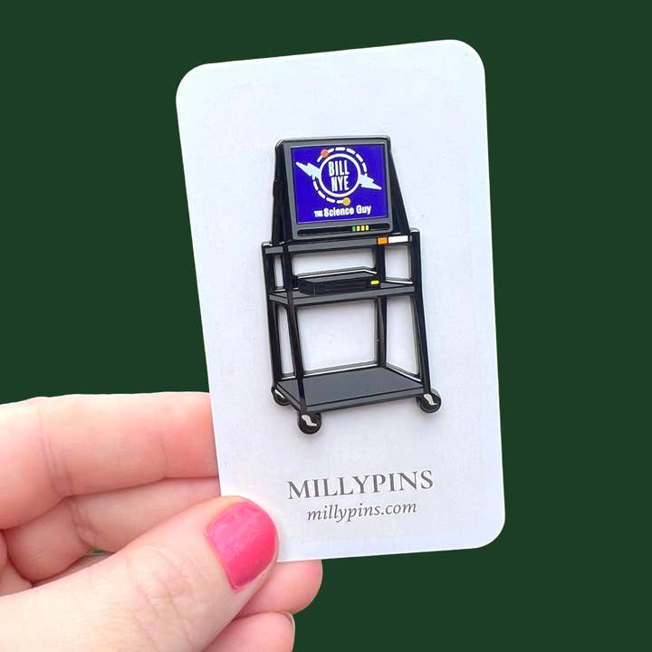 Nostalgic “Bill Nye: The Science Guy” School TV Enamel Pin for wholesale by Millypins