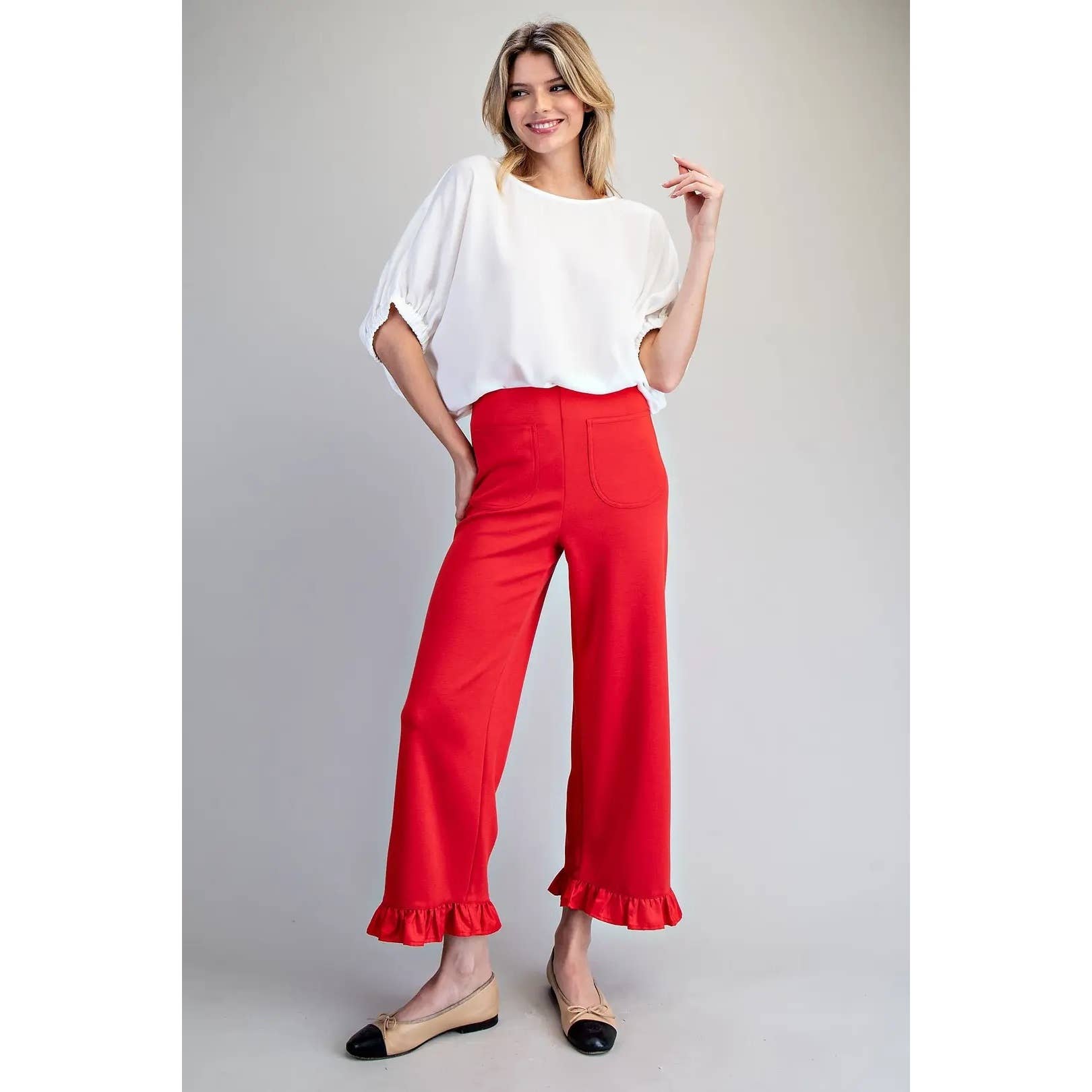 STYLE USA – wholesale Pants – Women's – NEW Solid Ruffled Hem Pants5