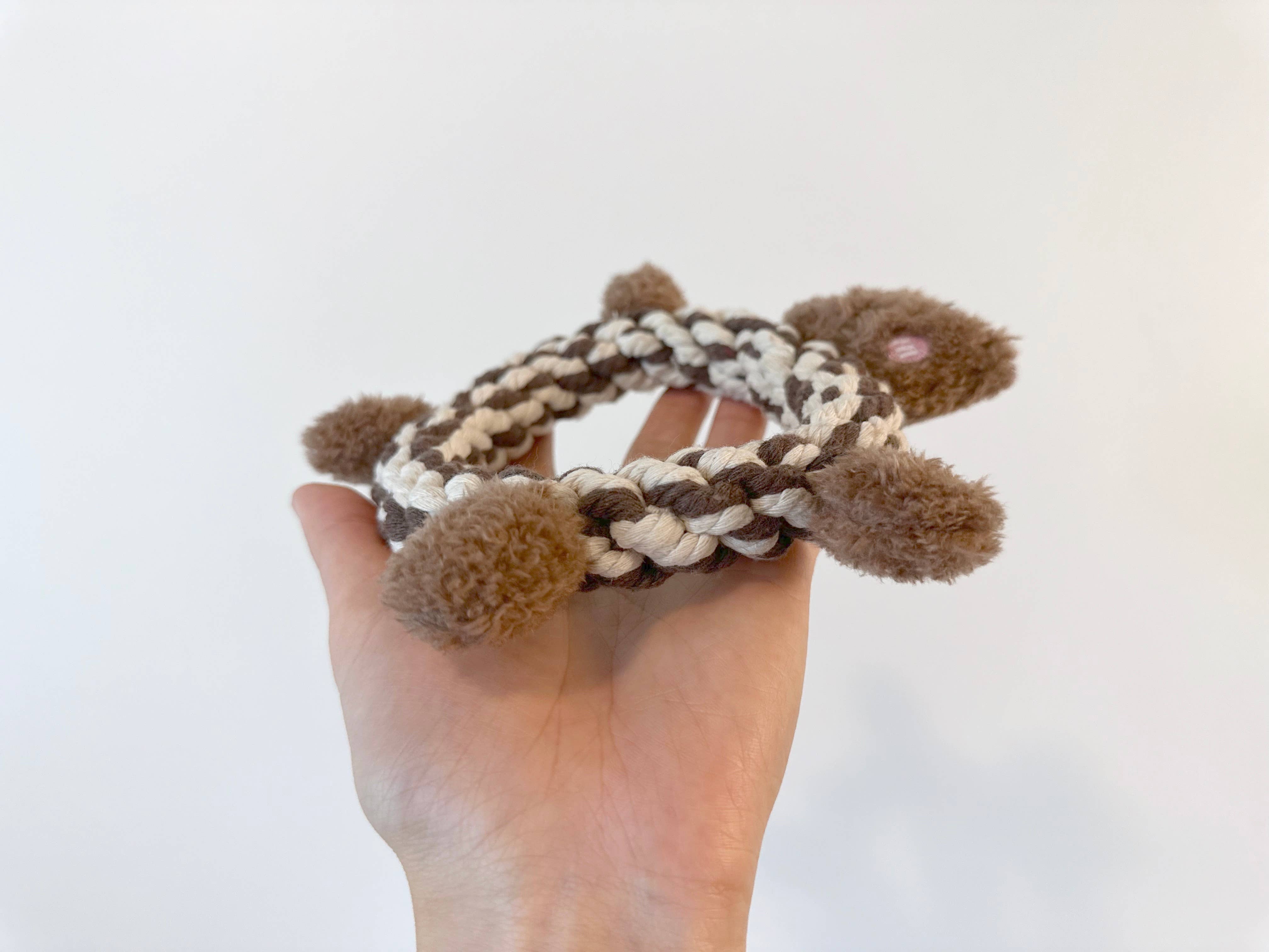 Monli Handcrafted Pet Toys – Großhandel Haustier-Seilspielzeug – Hund – Eco-Brownie Bear Macrame Hundespielzeug aus Plüsch, quietschend, modisch6