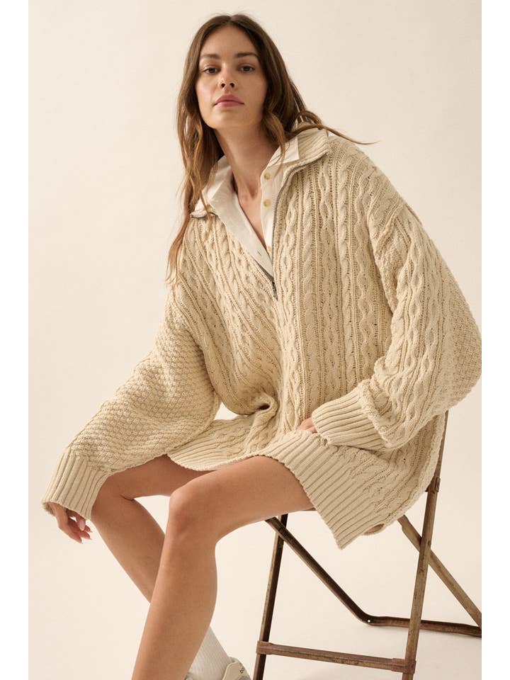 Promesa USA - Wholesale Dress - Women's - Cable-Knit Long Sleeve Mini Sweater Dress14