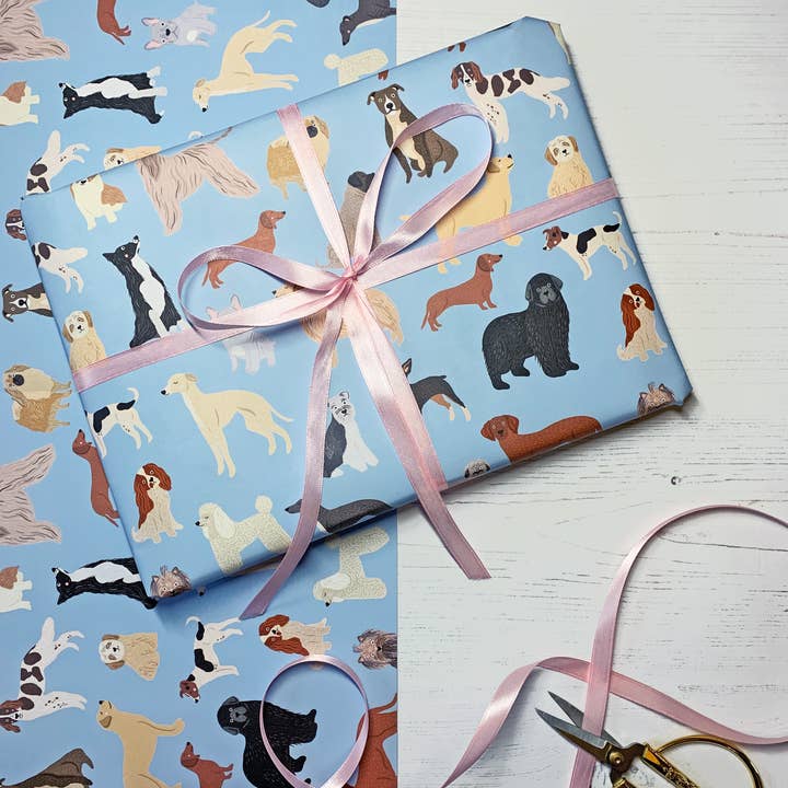 Bea Baranowska Illustration – wholesale Flat wrap – Dogs Wrapping Paper Sheet