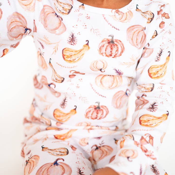 Gaia Baby Goods - Wholesale Sleepsuit - Baby - Organic Cotton Baby / Toddler Pajamas in Pumpkin Print