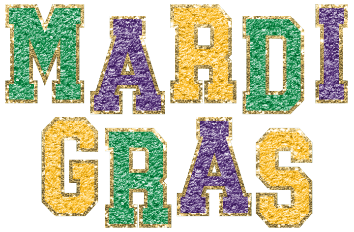 M2B Designs - Wholesale Sublimation Transfer - Mardi Gras Glitter Patch DTF Transfer0