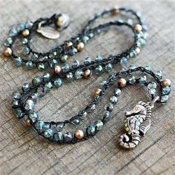 Sweet Romance Jewelry – wholesale Pendant/charm necklace – Boho Beaded Seahorse Necklace N13661