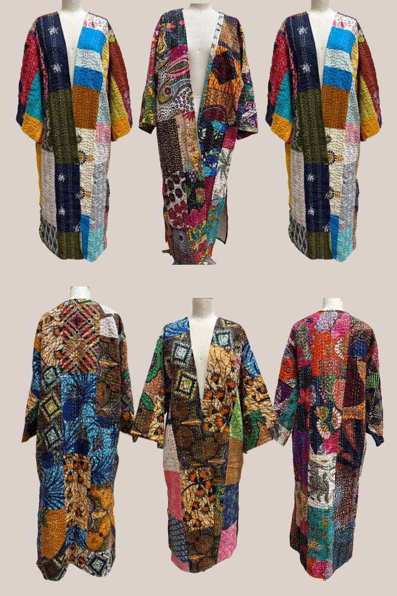 Leto Accessories - Wholesale Kimono - Women's - Handmade India Assorted Patchwork Dusters - All Different