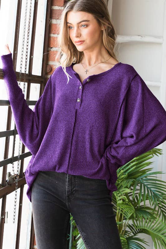 HEIMISH – wholesale Tunic – Women’s – ET6812-10 SOLID RIBBED TOP WITH BUTTON AND STITCH16