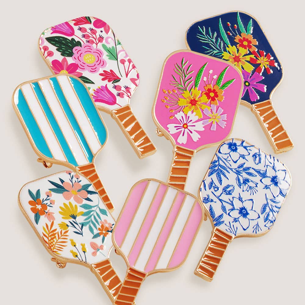 Sensibling Corp. – wholesale Brosch – Emaljerad randig pickleballracket nål brosch17