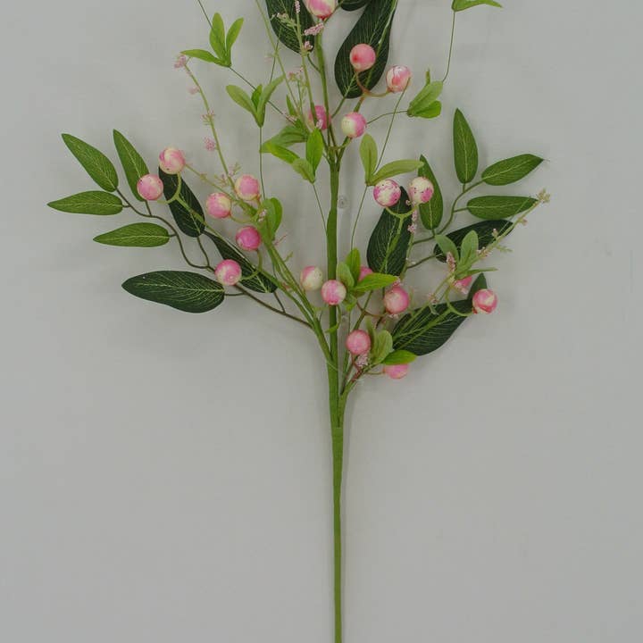 General Wholesale Inc - Wholesale Artificial Flowers - 26 IN PINK BERRY SPRAY - 40207-PK