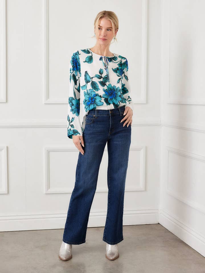 Túnica de Tamanho Pequeno com Manga de Abertura e Racha Lateral por atacado de Karen Kane