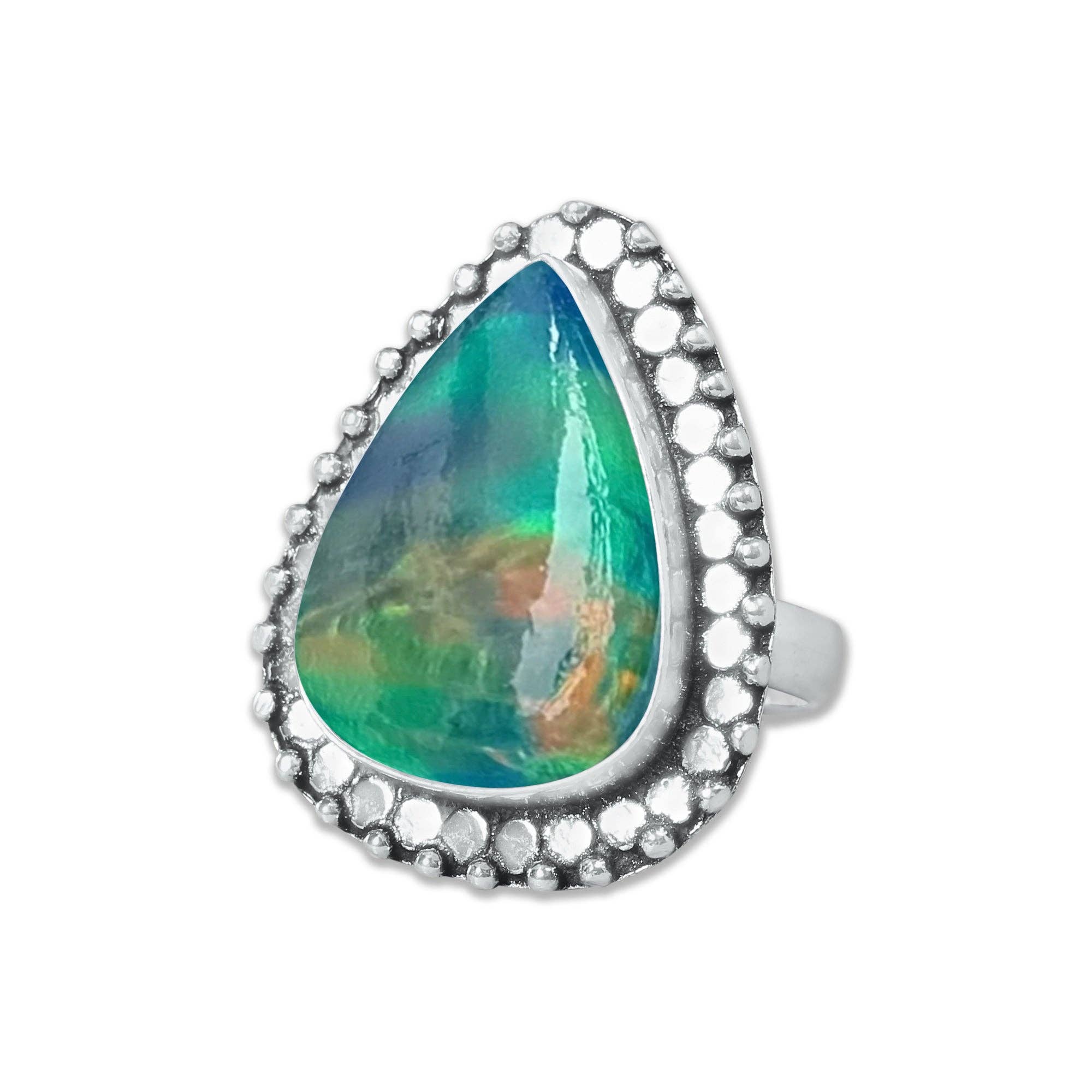 Handmade Jewels – wholesale Cocktail/Statement Ring – Aurora Opalringar – handgjorda, silverpläterade med blandade boho-mönster (tillverkas på beställning)16