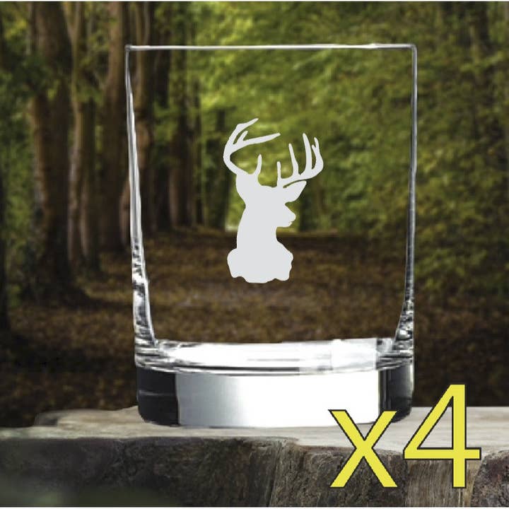 Buck Head Whiskey Glasses 14oz Old Fashioned Set of 4 for wholesale by Texan Customs